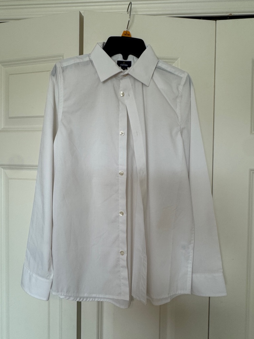 Stafford White Long-Sleeve Dress Shirt Boys Youth L 14/16
